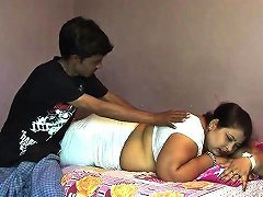 Horny Man Enjoys Spooning Natural Boobies Of His Fat Wifey